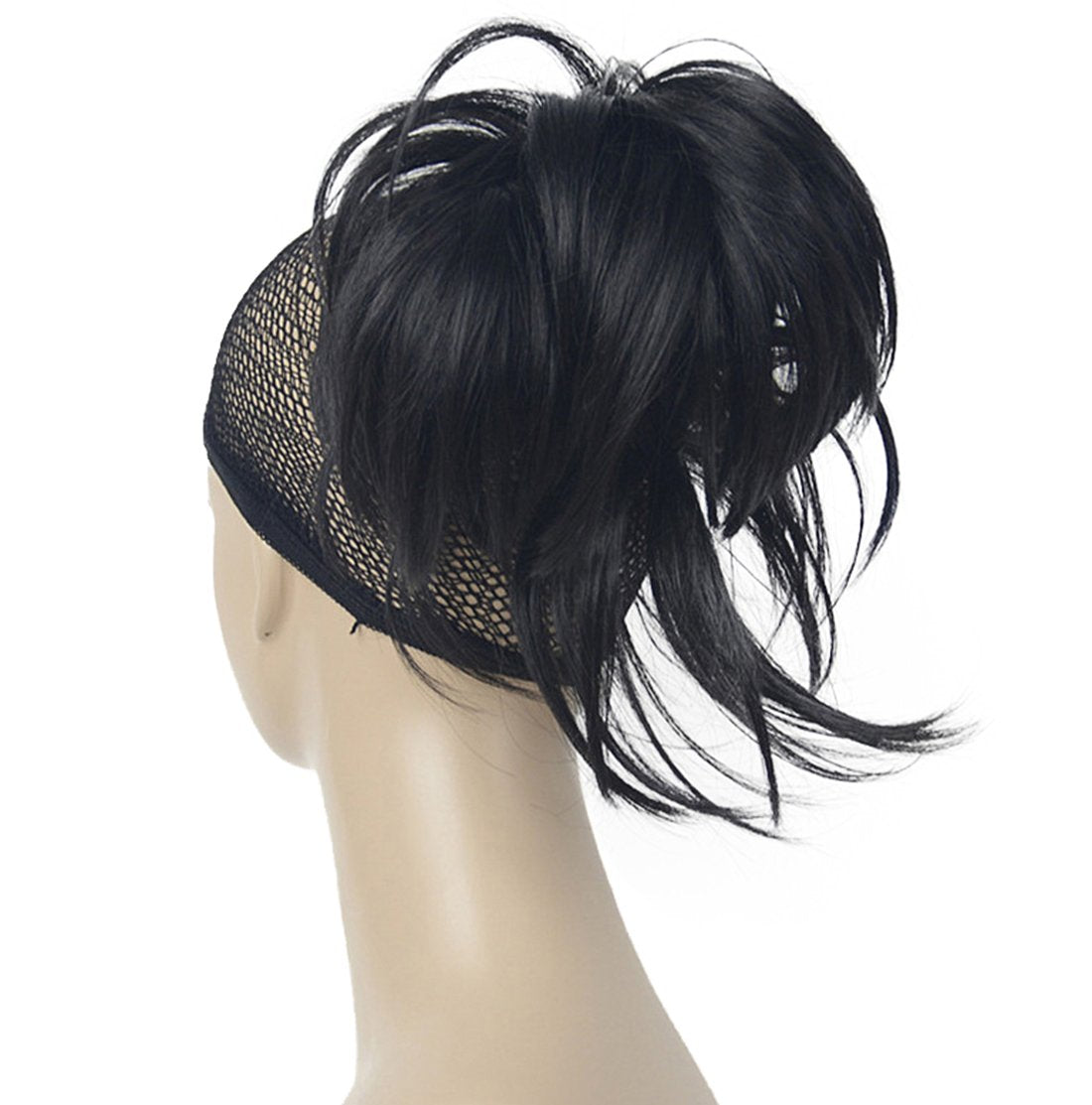 #2 Natural Black : Lydell Adjustable Messy Style Ponytail Hair Extension Synthetic Hair-Piece with Jaw Claw (#2 Natural Black)