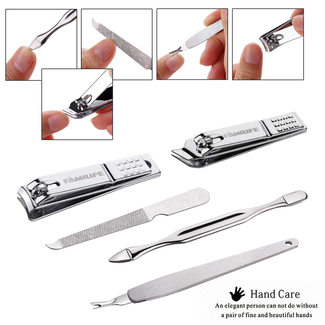 FAMILIFE F03 Manicure Pedicure Set Nail Clippers Tool 13pcs Professional Stainless Steel Portable Travel Grooming Kit Nail Care Nail Scissors Kit Men Women