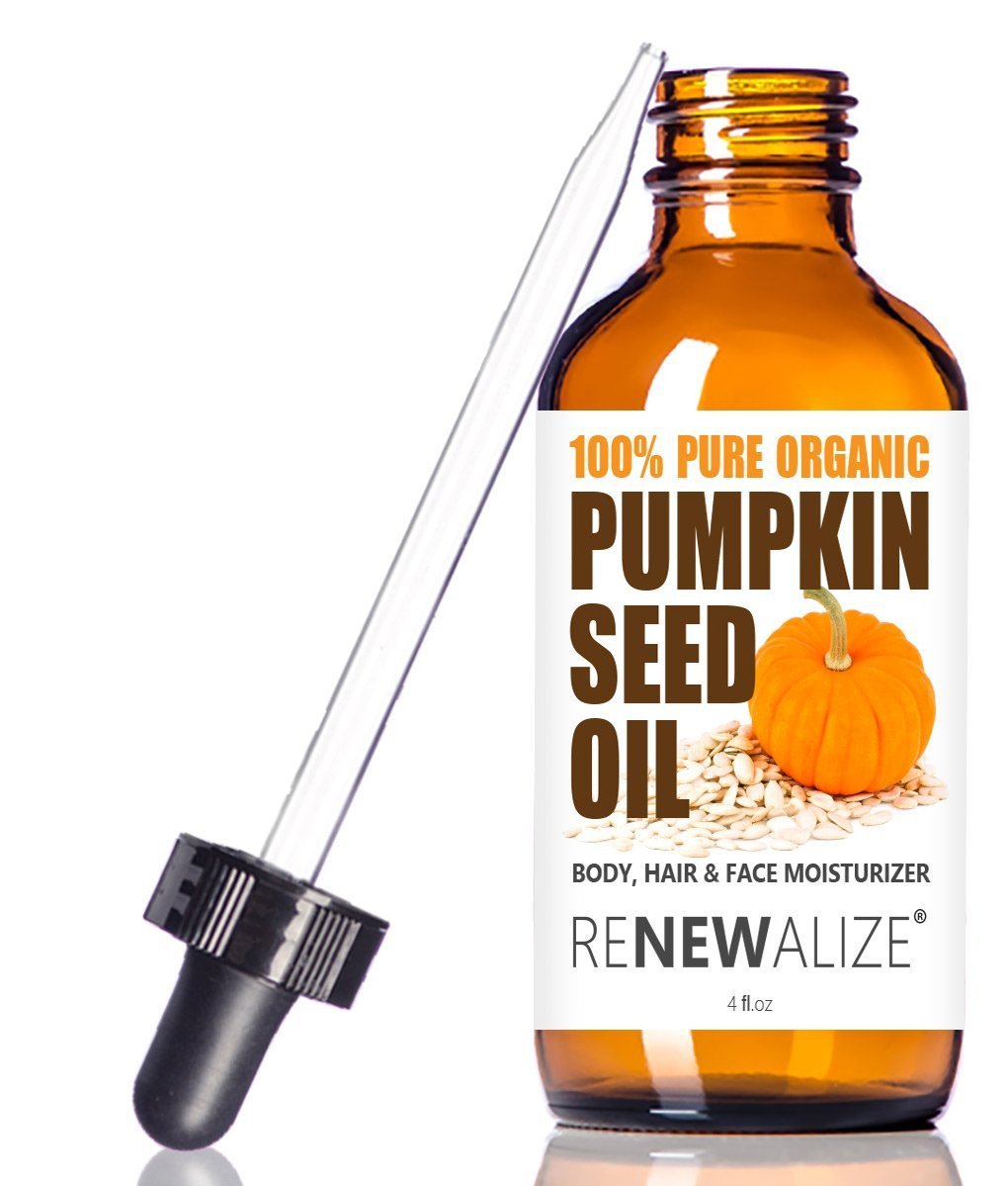 Organic PUMPKIN SEED OIL grown in USA - 4 oz. Dark Glass Bottle with Glass Eye Dropper | Highest Quality 100% Pure , Unrefined , Cold Pressed Oil