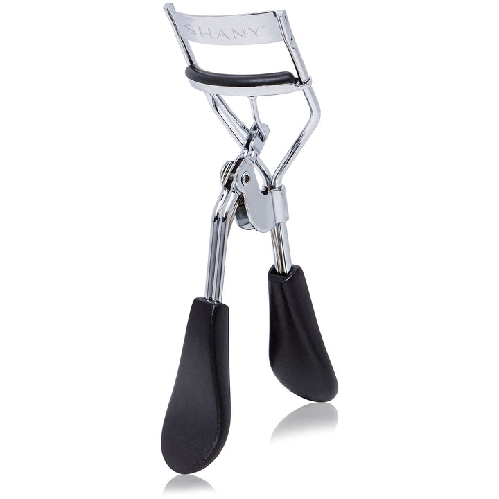 SHANY Luxe Lashes Eyelash Curler - Professional Makeup Tool for Eyelashes with Two Silicone Refill/Replacement Pads - Black and Silver