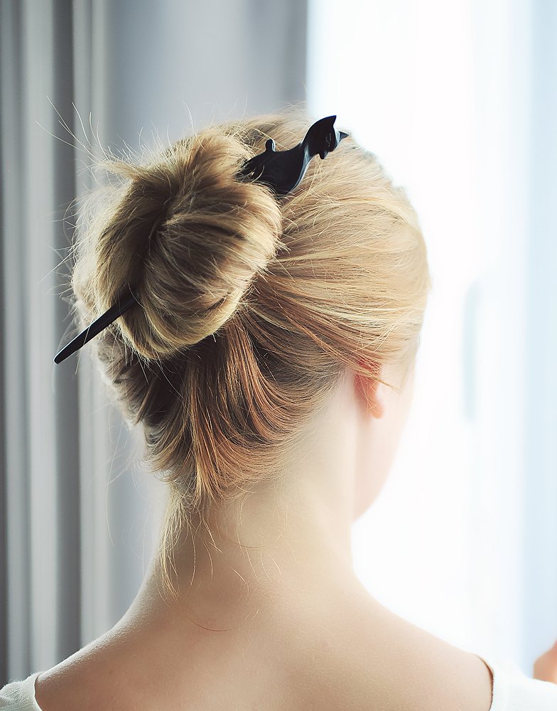 Marycrafts Black Cat Hair Stick, Hairstick, Hair Pin, Hairpin, Hair Accessory, Hair Toy Handmade 7.2