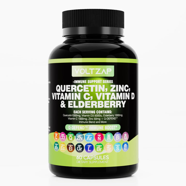 VOLTZAP Quercetin Zinc Vitamin D Supplement Quercetin 1000mg Zinc 50mg Vitamin C 1000mg Vitamin D 5000 IU Bromelain Elderberry Sea Moss for Adults