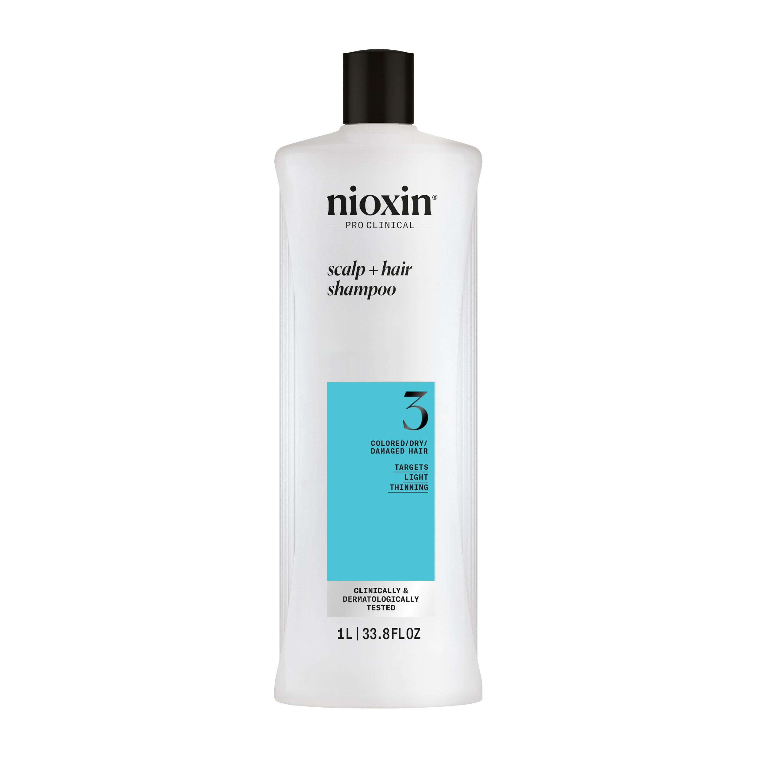 Nioxin System 3 Scalp + Hair Thickening Shampoo | For Colored, Dry, & Damaged Hair with Light Thinning | Maintain Vibrant Color | Strengthen & Nourish with Niacinamide & Biotin | 33.8 Fl Oz