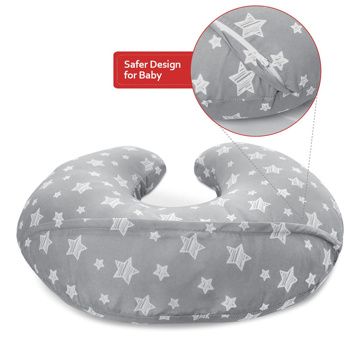 Nursing Pillow Cover for Baby Snug Fits Boppy Nursing Pillows, Breastfeeding Nursing Pillow Slipcovers Super Soft, for Breastfeeding Moms, Grey Star