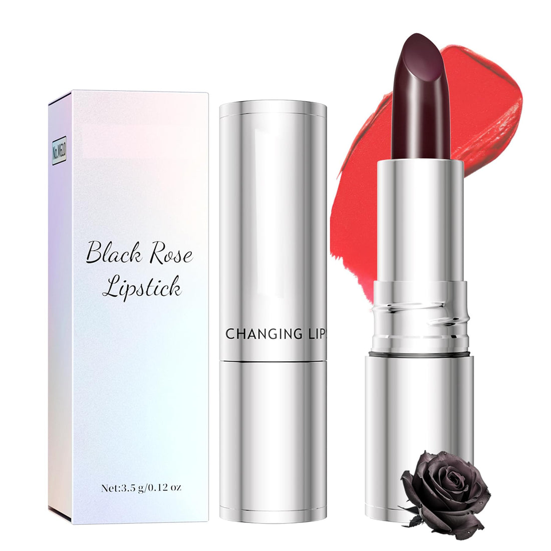 Color Changing Lipstick Set, Naturally Hydrating Long Lasting Lipstick,Temperature Change Moisturizer Lip Stick, Magic Color Change Lip Gloss Smudge Proof Nutritious Balm Tinted (Black Rose)