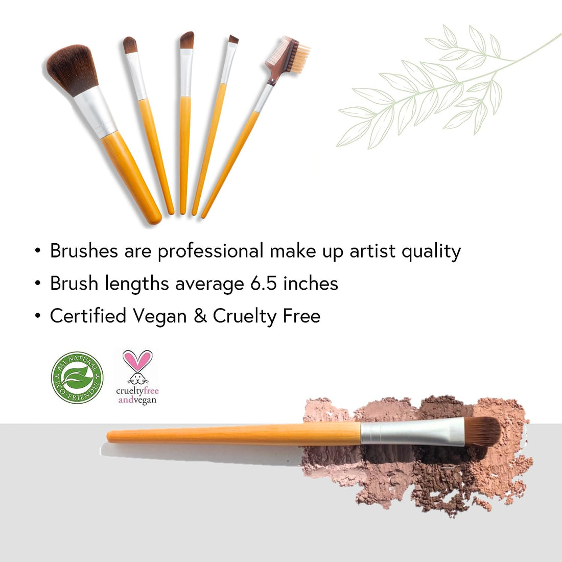 Honeybee Gardens Honeybee Gardens Eco Friendly Professional Cosmetic Brush Set | Cruelty Free | Sustainable Bamboo Handles | Professional Quality