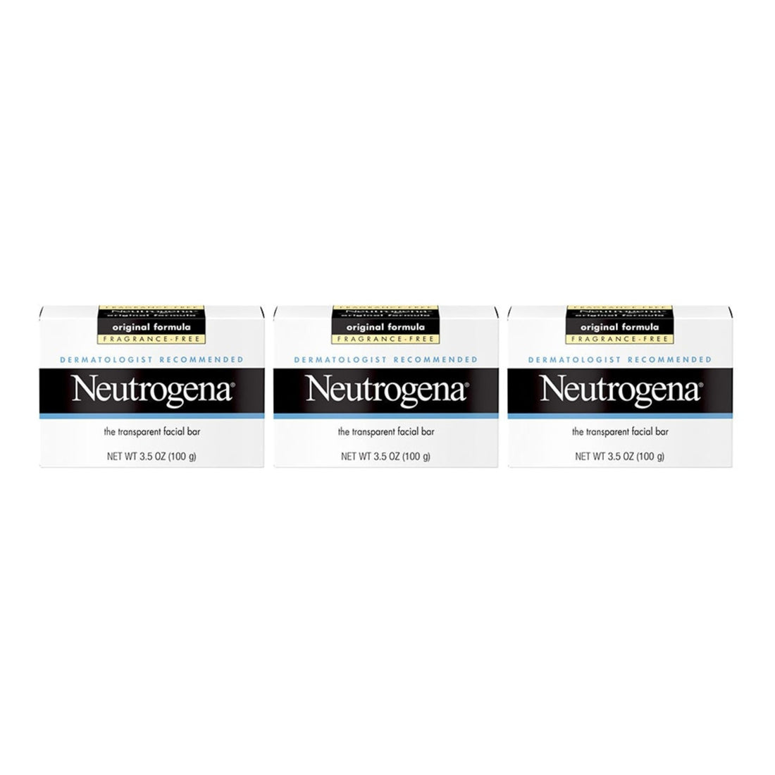 Neutrogena Original Amber Bar Fragrance-Free Facial Cleansing Bar with Glycerin, Pure & Transparent Gentle Face Wash Bar Soap, Free of Harsh Detergents, & Dyes, Hypoallergenic, 10.5 Oz. Pack of 3