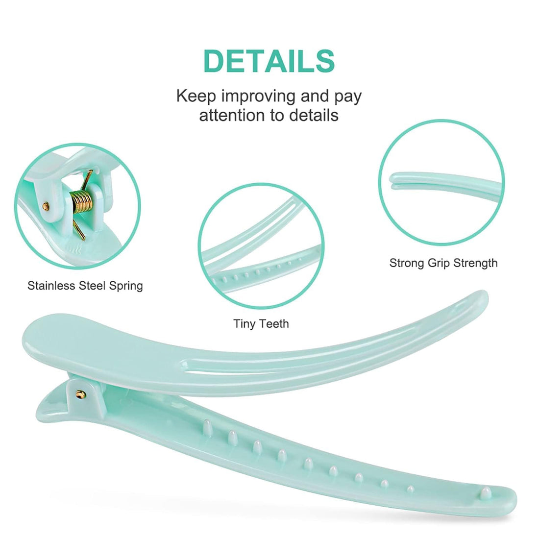 Rioa 10 Pcs Professional Multicolor Plastic Duck Teeth Bows Hair Clips Hairdressing Salon Hair Grip Crocodile DIY Accessories Hairpins-rubberized Non-slip Chic Styling Claw Hair Barrettes