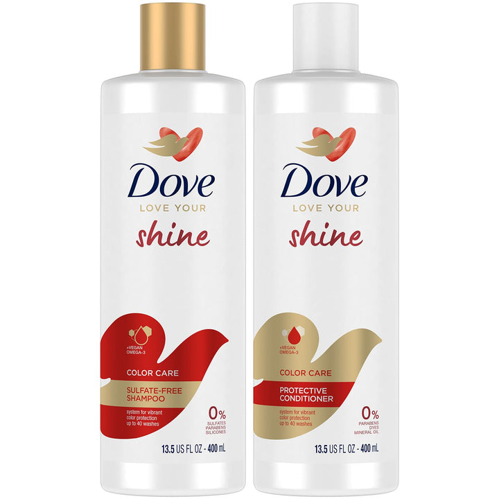 Dove Sulfate-Free Shampoo and Conditioner, Color Care – Omega-3-Infused Hair Care Products, Color Protecting for 40 Washes, 13.5 Oz Ea