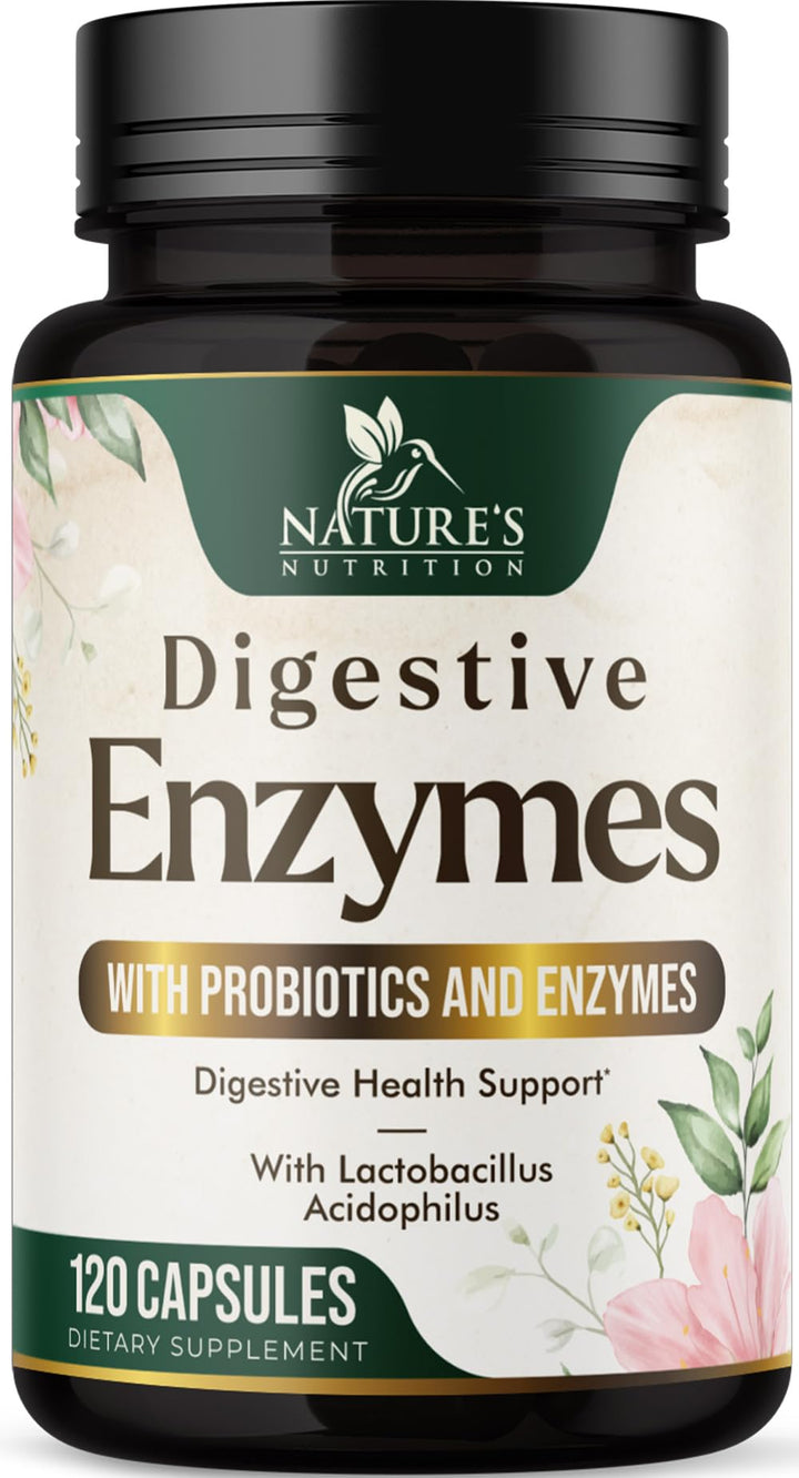 Digestive Enzymes with Probiotics - Probiotic Multi Enzymes with Probiotics and Prebiotics for Digestive Health and Bloating Relief for Women and Men, Daily Enzymes for Gut & Digestion - 120 Capsules