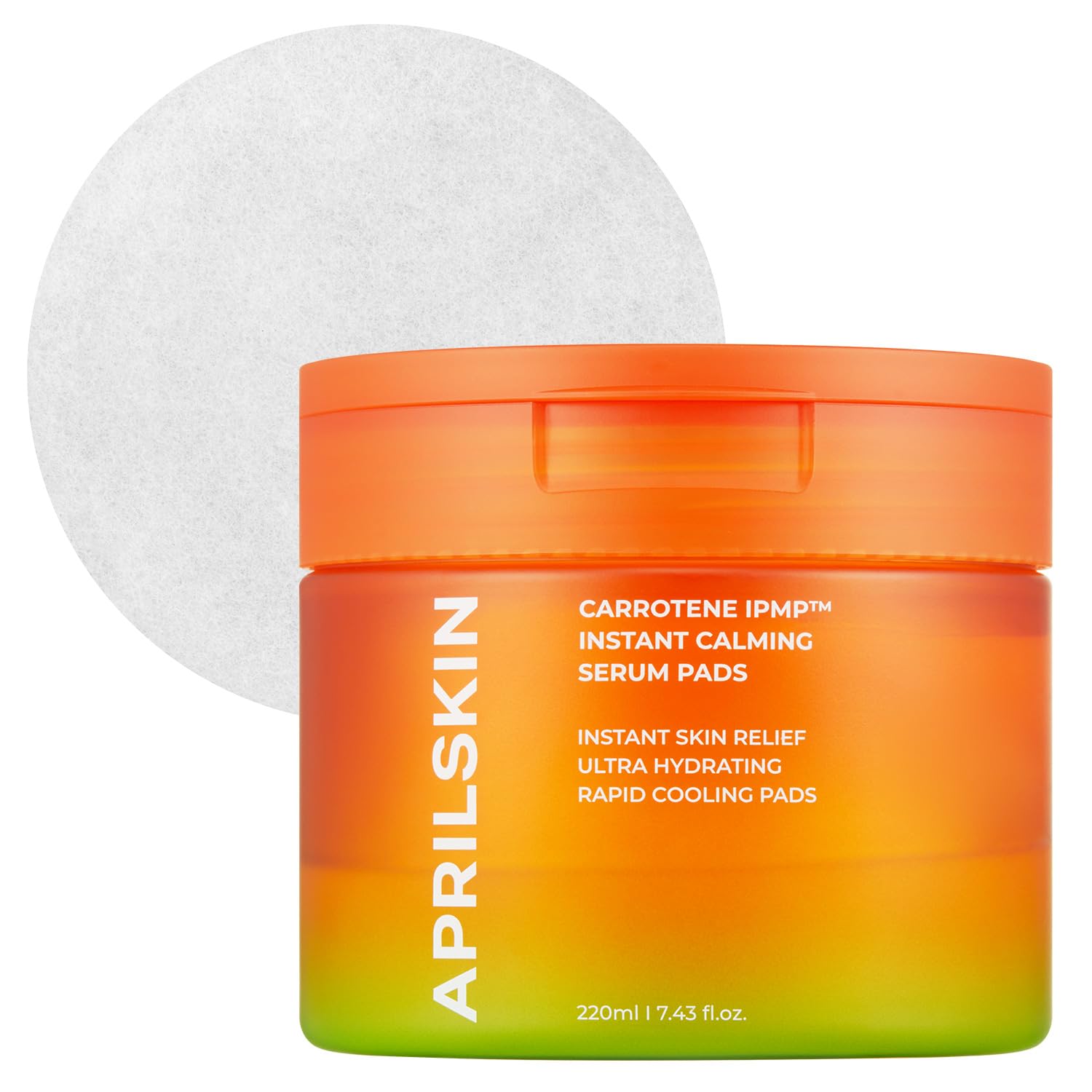 APRILSKIN Carrotene IPMP™ Instant Calming Serum Toner Pads | 5-Minute Cooling Serum Pads | Vegan, Cruelty-Free | Non-comedogenic | Toner-Serum-Sheet Mask All-in-one | Korean Skin Care, 80 Pads