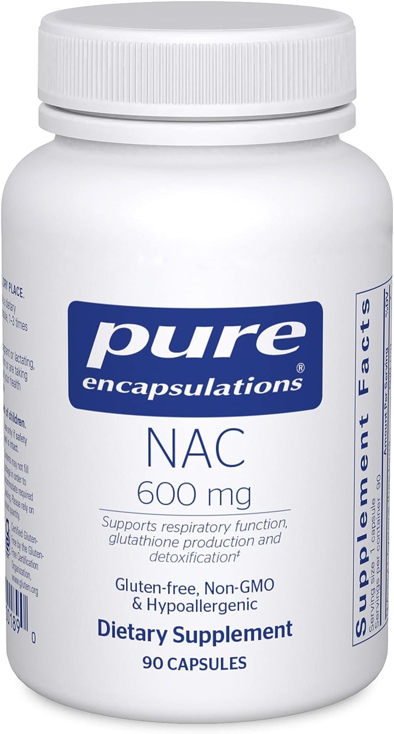 Pure Encapsulations NAC 600 mg - NAC Supplement for Lung Health & Immune Support, Liver Support & Antioxidants* - with Freeform N-Acetyl-L-Cysteine - 90 Capsules