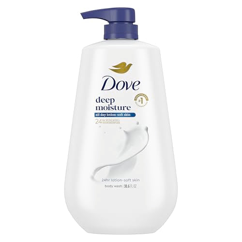 Dove Body Wash with Pump Deep Moisture for 24hr Lotion-Soft Skin Moisture Moisturizing Skin Cleanser with No Sulfates No Parabens 30.6 oz