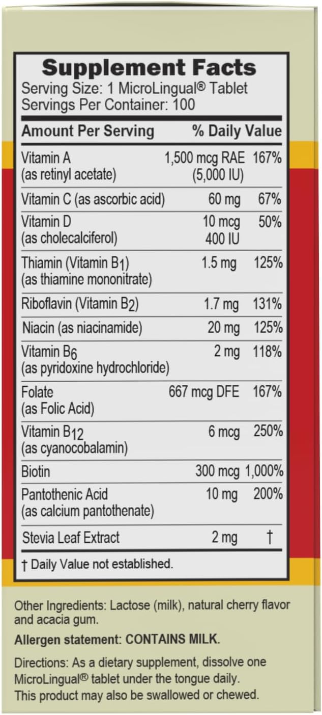 Superior Source One Daily Multi-Vitamin, Quick Dissolve MicroLingual Tablets, 100 Ct, with Vitamins A, C, D3, E, B12 and All B Vitamins, Stress, Heart & Immune Support, Non-GMO