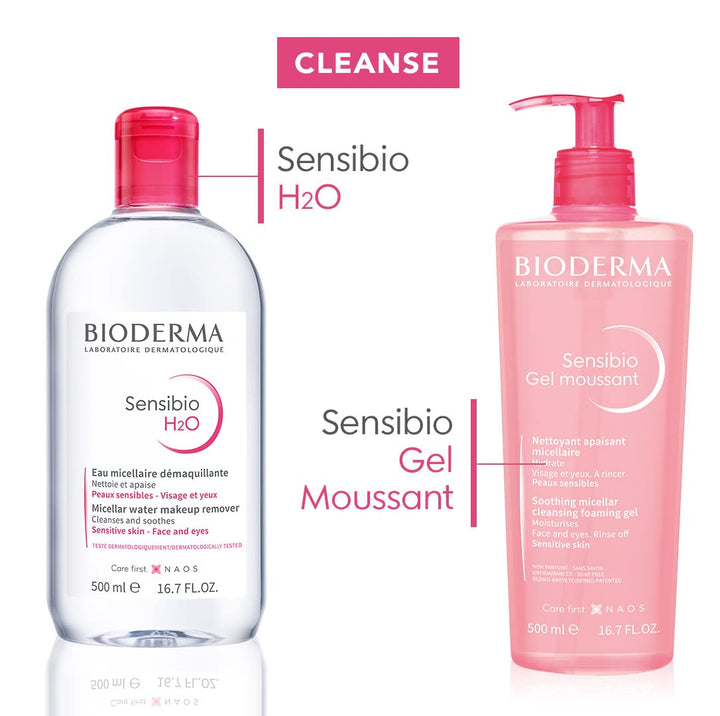 Bioderma Sensibio H2O Micellar Water, Makeup Remover, Gentle for Skin, Fragrance-Free & Alcohol-Free, No Rinse Skincare with Micellar Technology for Normal To Sensitive Skin Types