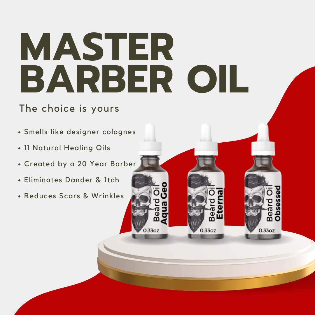 Frank SCENTS Luxury Anti-Aging Beard & Body COLOGNE | 11 Natural Oils with Plant Retinol for Revitalizing Skin and Hair (Aqua Geo, Eternal, Obsessed) 3-0.33oz=1oz Sample Pack