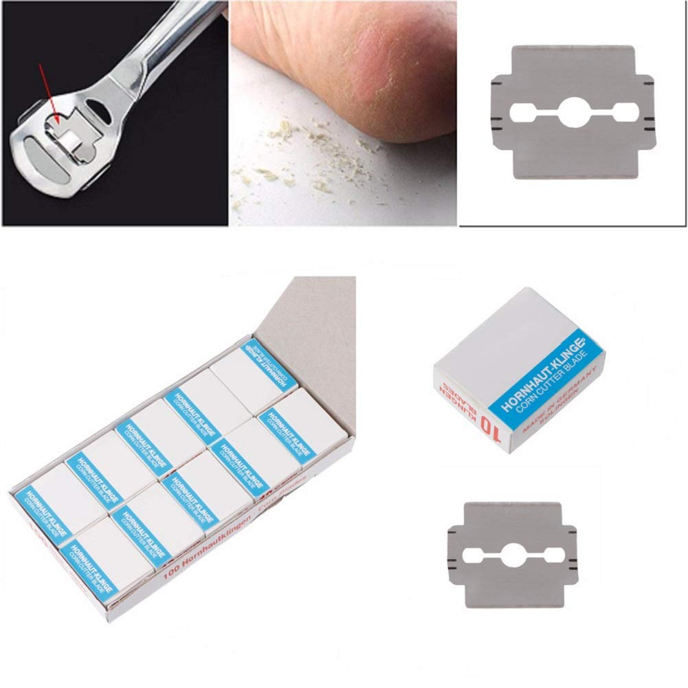 Vip Beauty Shop Stainless Steel Blade: Yimart 100Pcs Stainless Steel Sharp Replacement Corn Blades For Foot Hard Dead Skin Remover Hand Foot File Foot Care Pedicure Machine (Stainless Steel