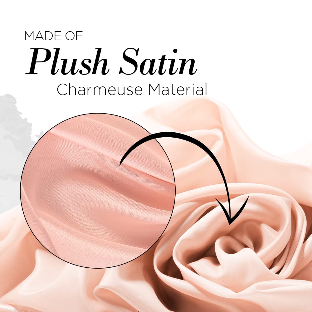 Kitsch Blush Pro Multi-Way Satin Charmeuse Square Sleep Hair Scarf Frizz-Free Nighttime Head Cap for Women