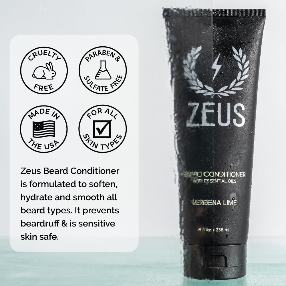 ZEUS Beard Conditioner Wash for Men - 8oz - Sulfate-Free, Rinse-Out Softener (Scent: Vanilla Rum)