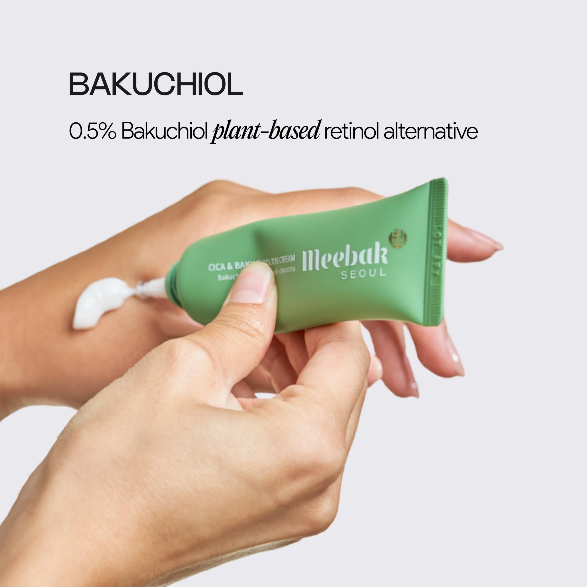 Meebak Eye Cream with Bakuchiol, Caffeine & Cica | Korean Anti-Aging Eye Treatment for Puffy Eye Bags, Dark Circles, Fine Lines & Wrinkles | Energize & Invigorate Eyes