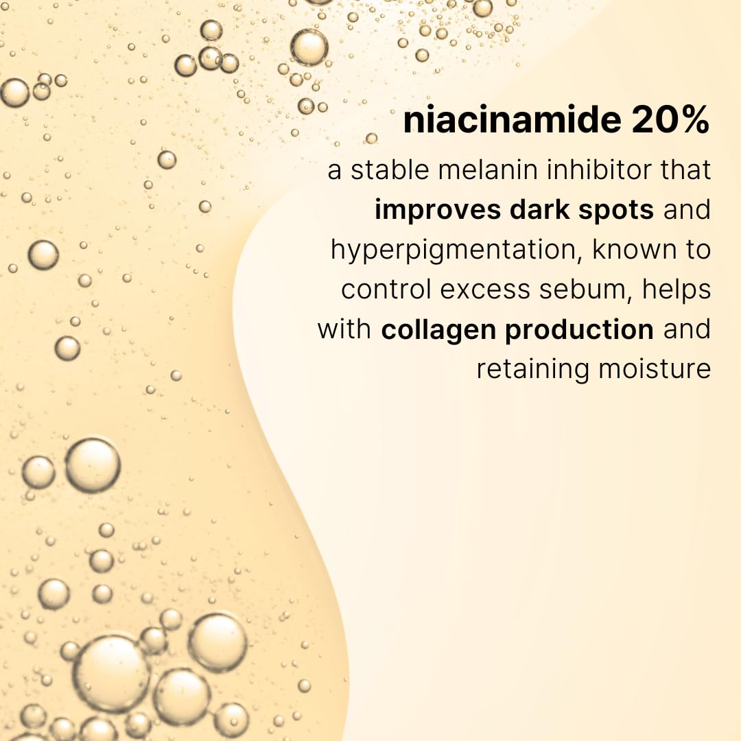 Niacinamide 20% + Hyaluronic Acid 1% Serum for Face w/Green Tea Extract - Pore Minimizer, Even Skin Tone, Fine Line Vitamin B3 Beta-Glucan Korean Skincare