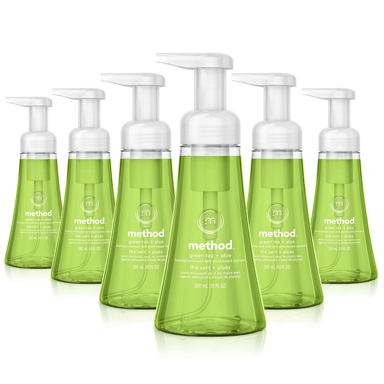 Method Naturally Derived Foaming Hand Wash, Green Tea + Aloe, 10 oz. (Pack of 6)