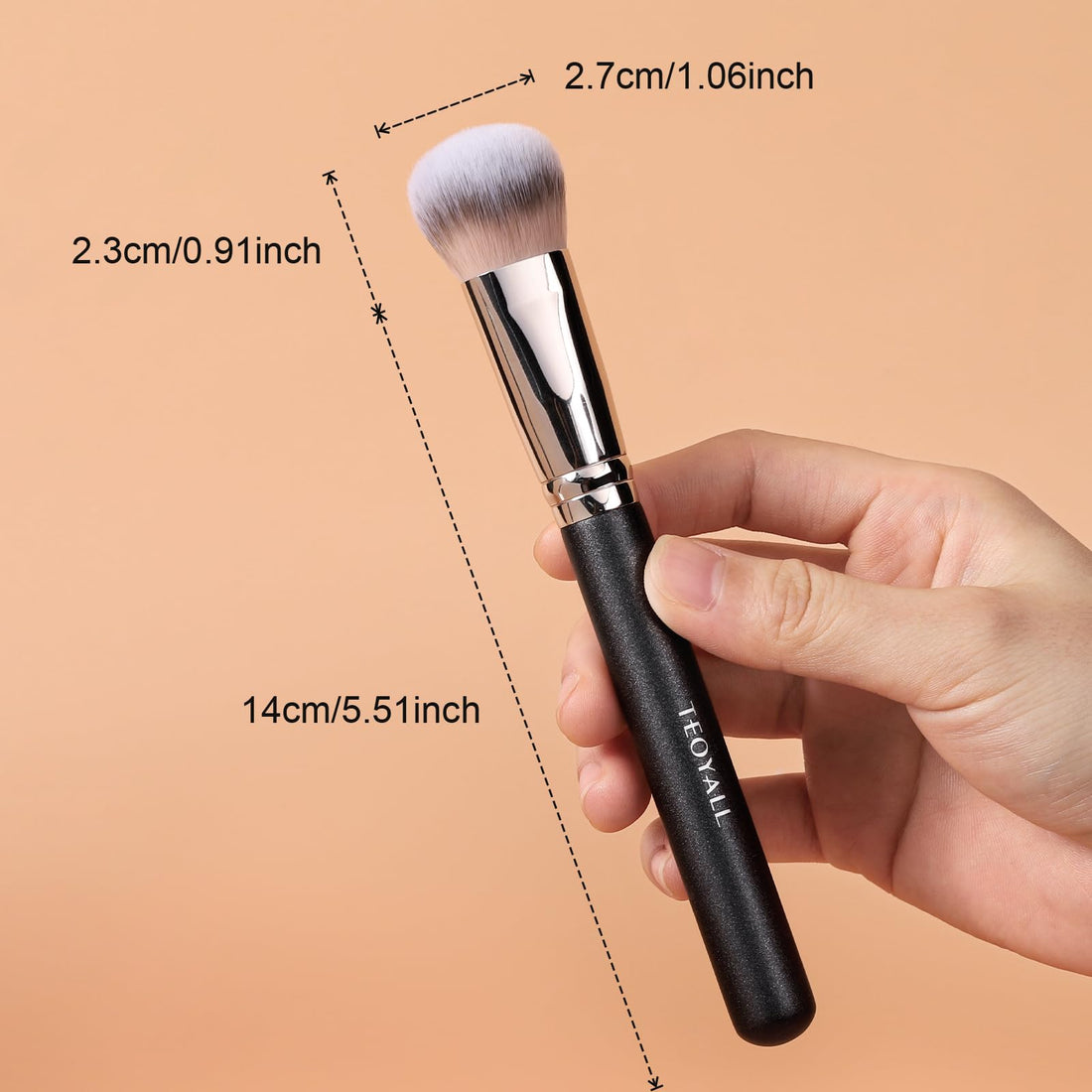 TEOYALL Domed Cheek Brush, Medium Precision Brush Head with Dense Synthetic Bristles for Contour Bronzer Blush with Loose Powder Cream