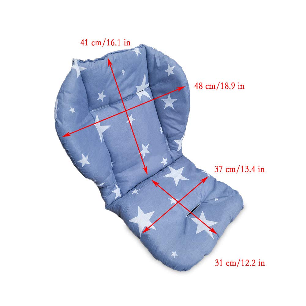 twoworld High Chair Cushion, 1Pack Large Thickening Baby High Chair Seat Cushions Liner Mat Pad Cover Breathable (Blue Star)