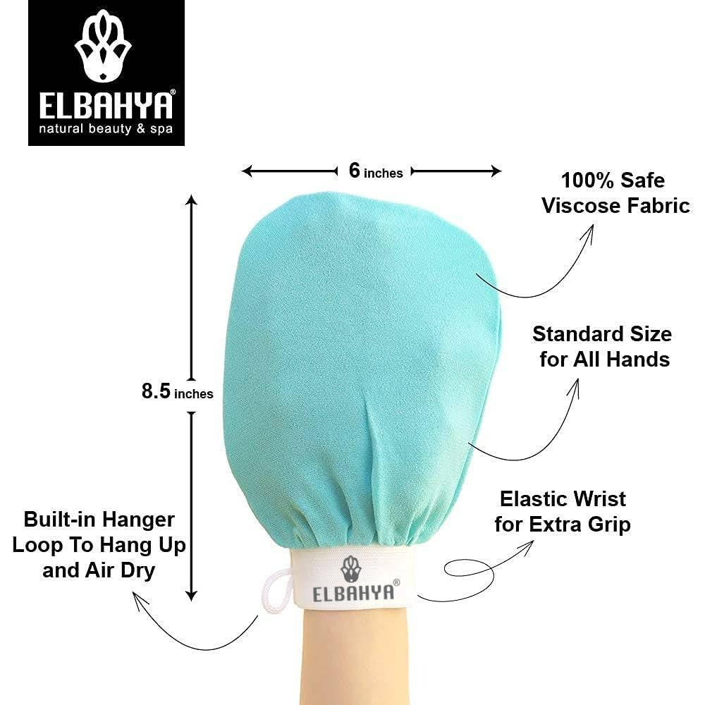 Elbahya  Spa Premium Quality Exfoliating Hammam Glove - Scrub Face & Body - Cellulite Remover - Skin Exfoliator Mitt - Exfoliating Body Scrub - Remove Blackheads, Cellulite Massage Mitt & More (Red)