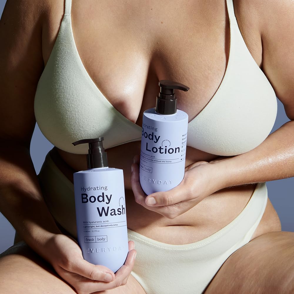 frank body Hydrating Body Lotion | Vegan & Cruelty Free | Lightweight, Hydrating Gel- Lotion | With Hyaluronic Acid, Glycerin and Aloe Vera | Cucumber & Waterlily Scent (250mL / 8.45 fl oz)