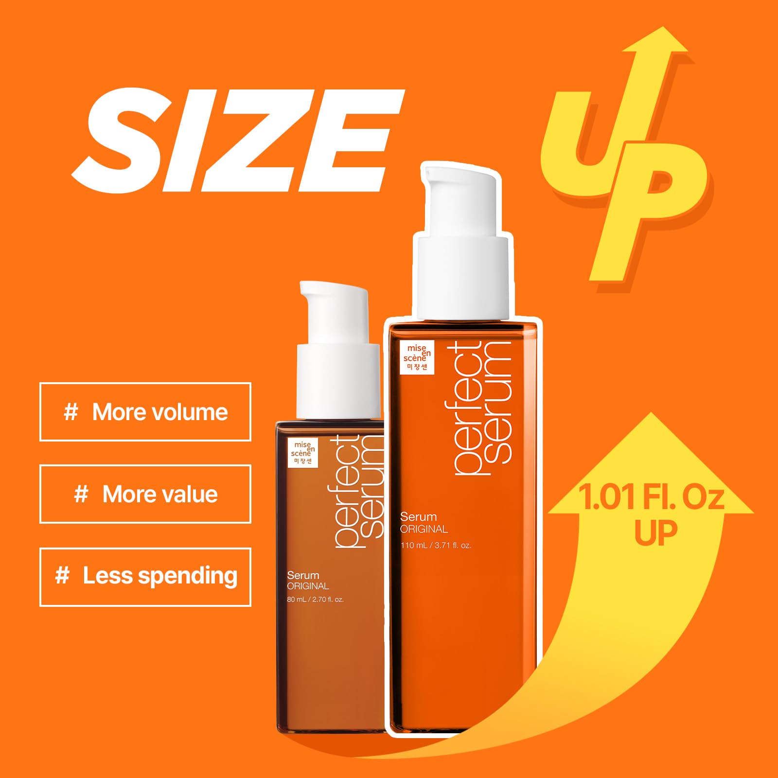 Mise En Scene Perfect Serum Original Bigger Size - Hair Oil for Frizzy & Dry, Hydration and Nutrition HairEssence for Damage Care, Floral Fragrance, Korean HairCare Product, 3.71 Fl Oz.