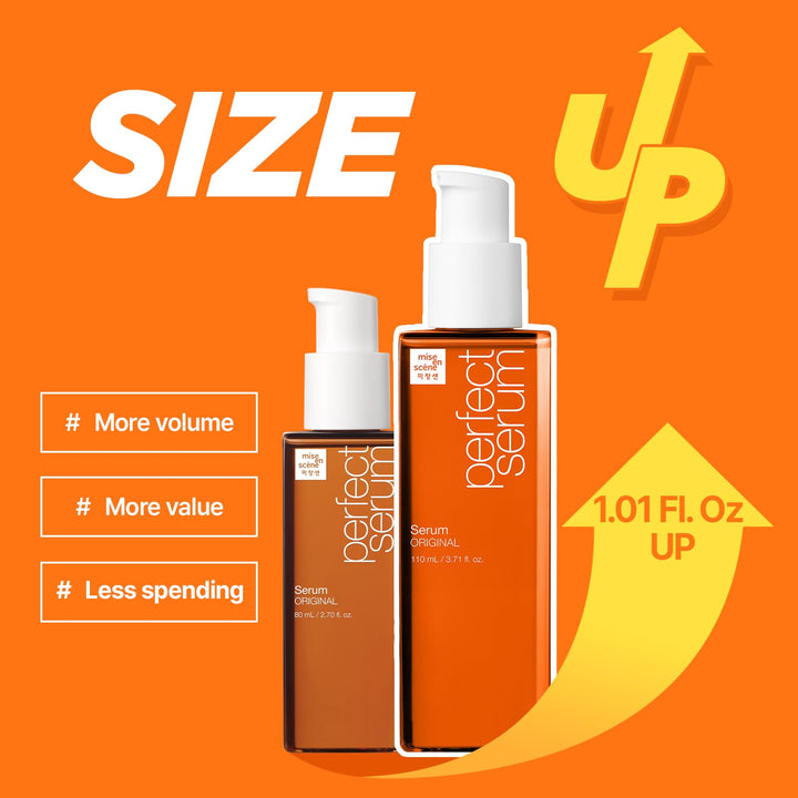 Mise En Scene Perfect Serum Original Bigger Size - Hair Oil for Frizzy & Dry, Hydration and Nutrition HairEssence for Damage Care, Floral Fragrance, Korean HairCare Product, 3.71 Fl Oz.
