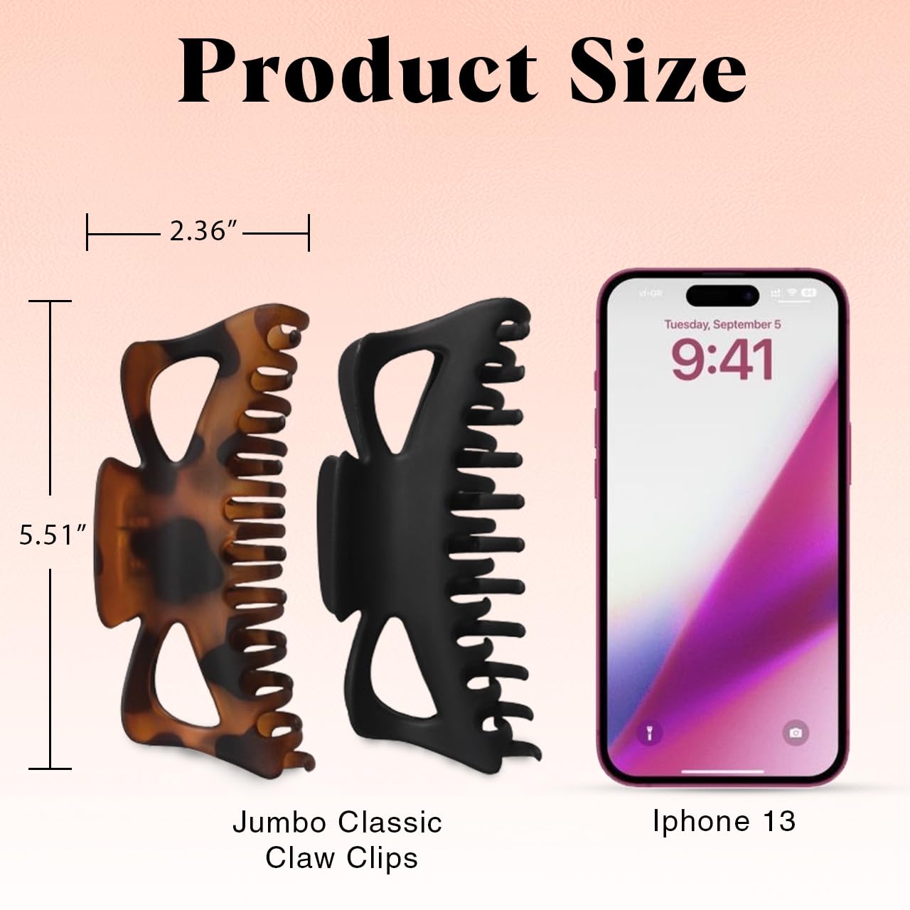 Kitsch Recycled Plastic Jumbo Classic Claw Clip, Hair Clip, Accessories, 2pc Set