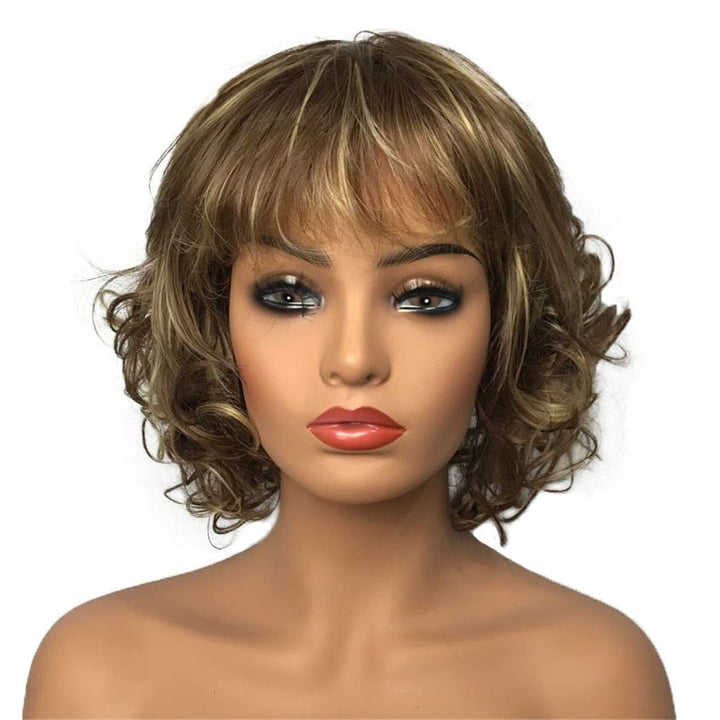 Aimole Short Curly Hair Blonde/Auburn Natural Wigs Women Synthetic Capless Wig