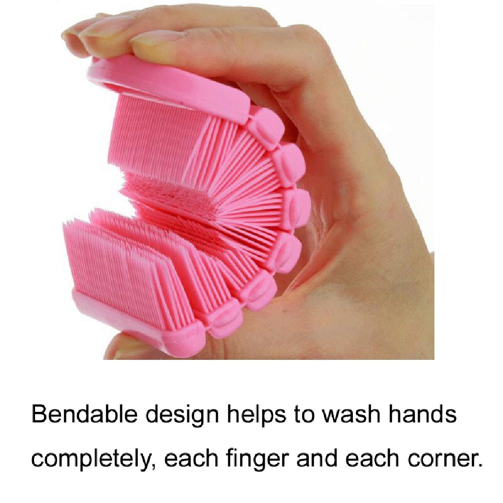 JINCH Nail Scrubber Brush Kids, Finger Nails Scrub Scrubbing Cleaning Brushes with Soft Bristle for Baby Children, Cute Animal Style and 2 Colors Choice (Pink)