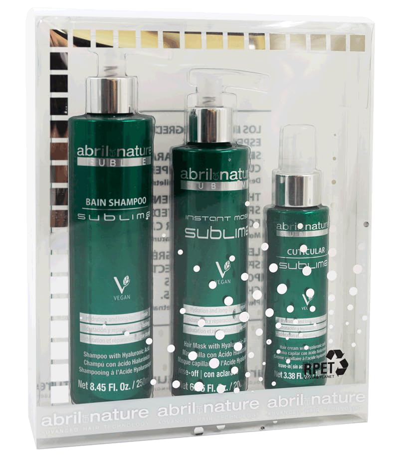 abril et nature - Professional Repair Hair Care Set - Sublime - Shampoo, Mask, and Serum Pack for Damaged, Thick, and/or Porous Hair - Nourishing and Hydrating - 550 ml
