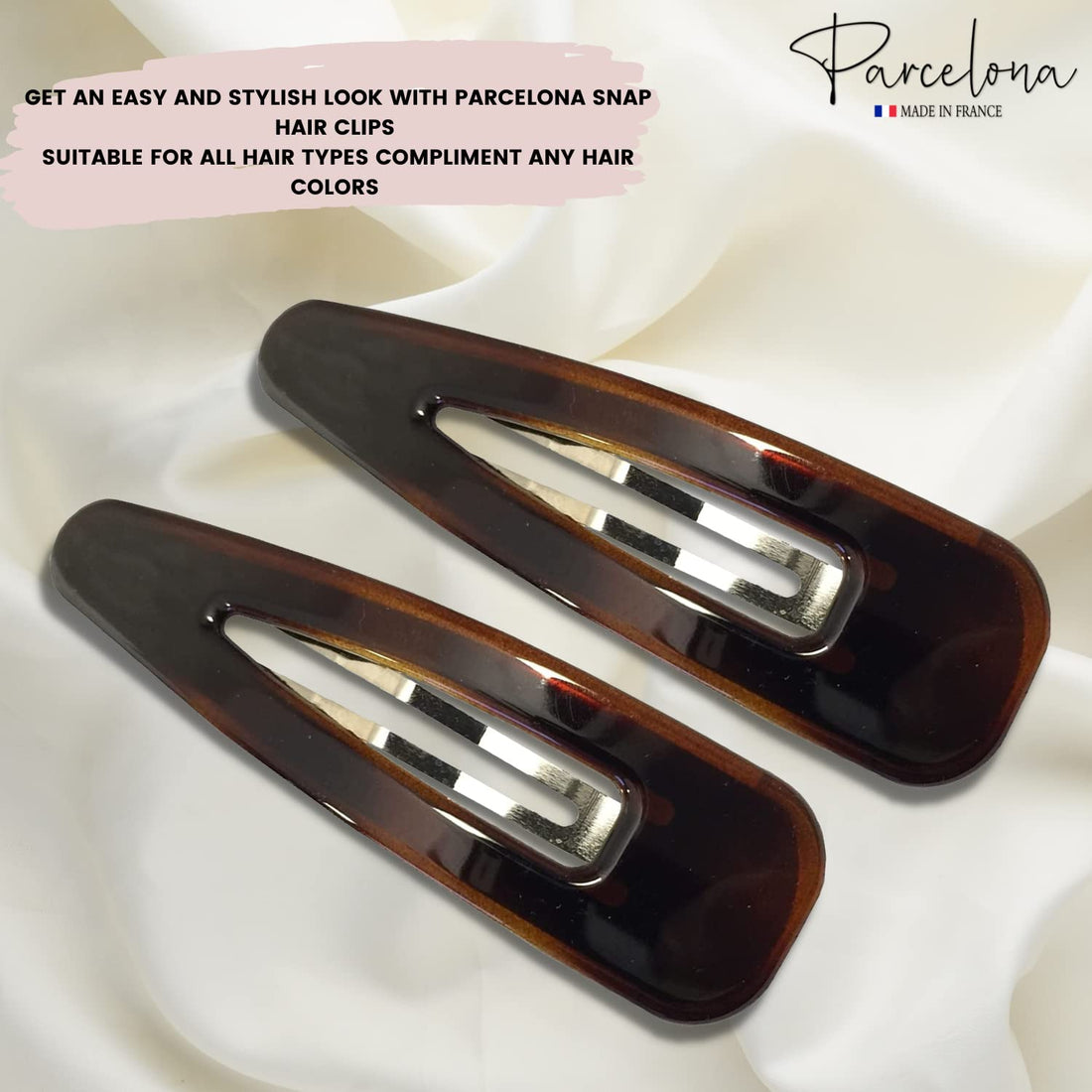 Parcelona French CLIC CLAC 2 Pieces Extra X- LARGE 3 1/4 Inch Tortoise Shell Snap Hair Clip Pins