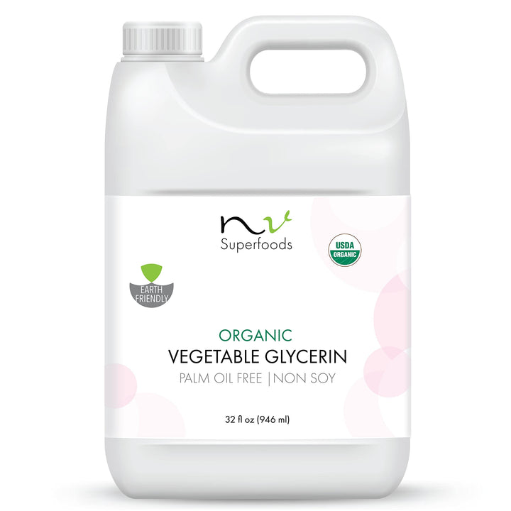 NV Superfoods - Organic Vegetable Glycerin - 32 Fl Oz - Palm Oil Free - USP Food Grade, 100% Natural, Carrier for Essential Oils, Perfect for Skin, Hair & Nails as well as Arts & Crafts