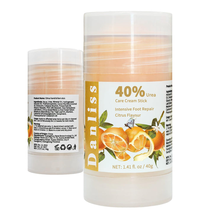 Danliss Urea Cream Stick 40 Percent, Heel Balm, Urea Hand Cream Stick and Foot Cream Stick for Dry Cracked, Cracked Heel Treatment, Moisturizer for Dry Skin Care 1.41 Oz (Citrus flavour)
