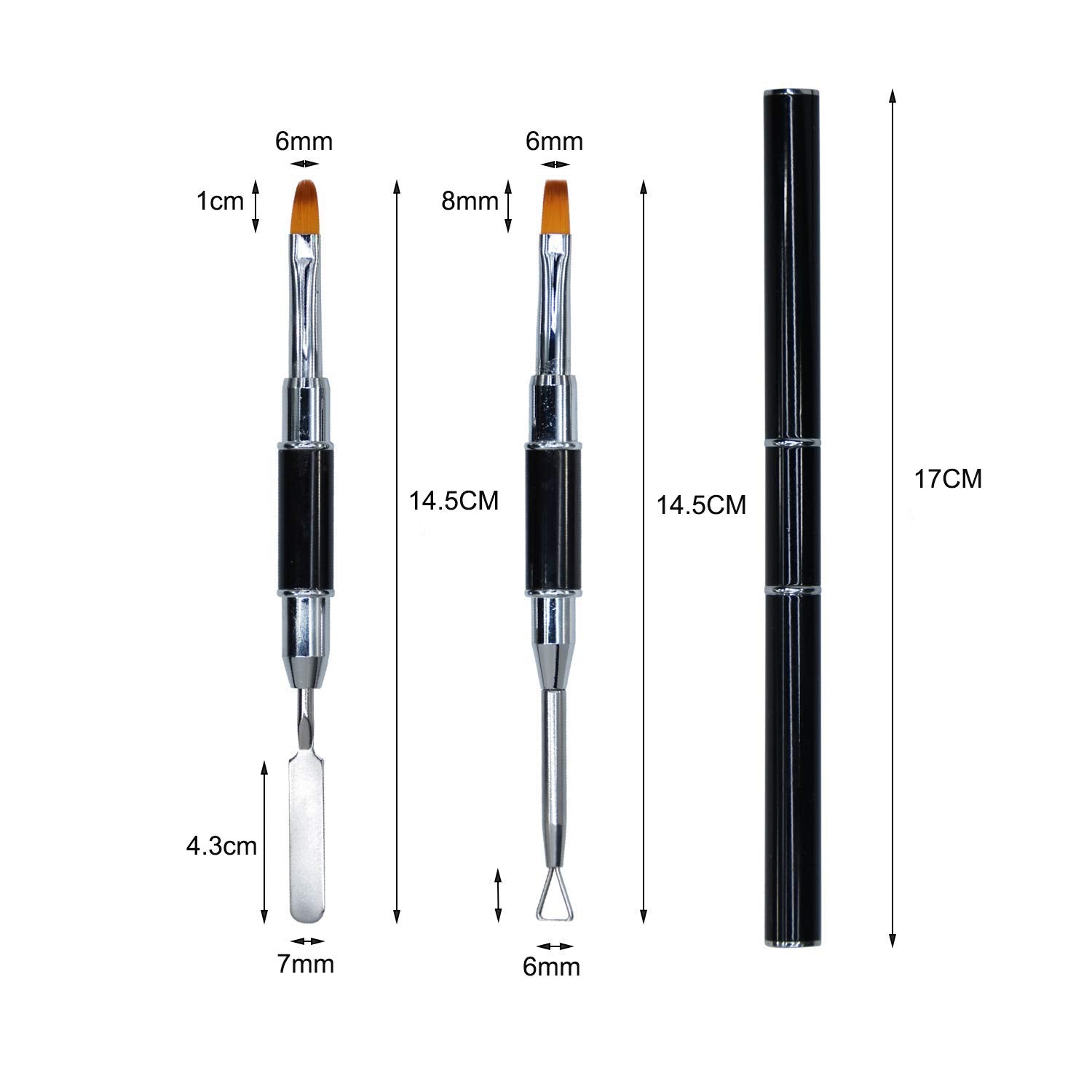 2Pcs Acrylic UV Gel Dual-Ended Polygel Brush, Kalolary Polygel Picker and Nail Pusher Peeler Scraper, Triangle Nail Polish Cuticle Remover Tool Stainless Steel Gel Nail Tool for Nails Extension Tools