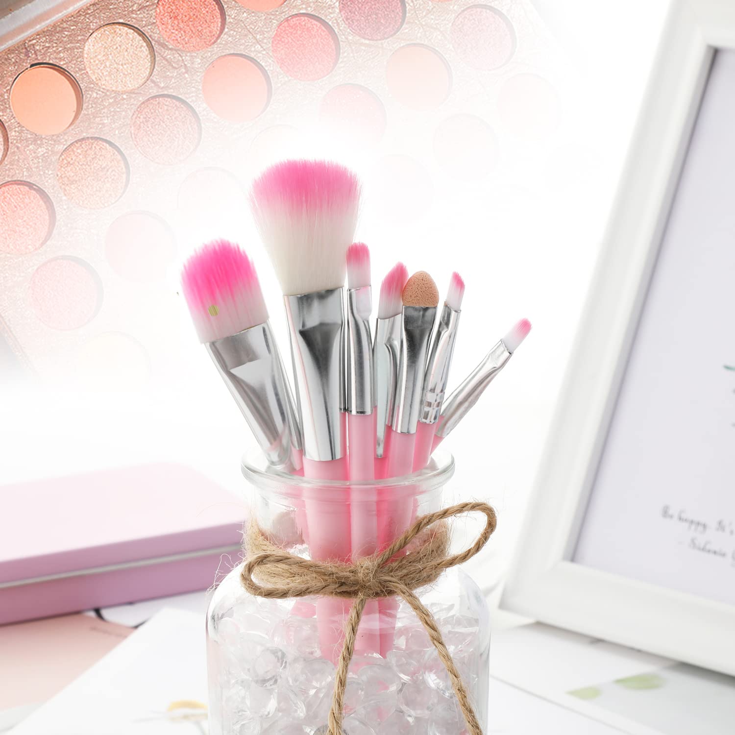 MWOOT 7Pcs Girl Makeup Brushes,Synthetic Fiber Make up Brush Set Foundation Blush eyeshadow Eyebrow Lip Brush Blending Cosmetic Beauty Brushes