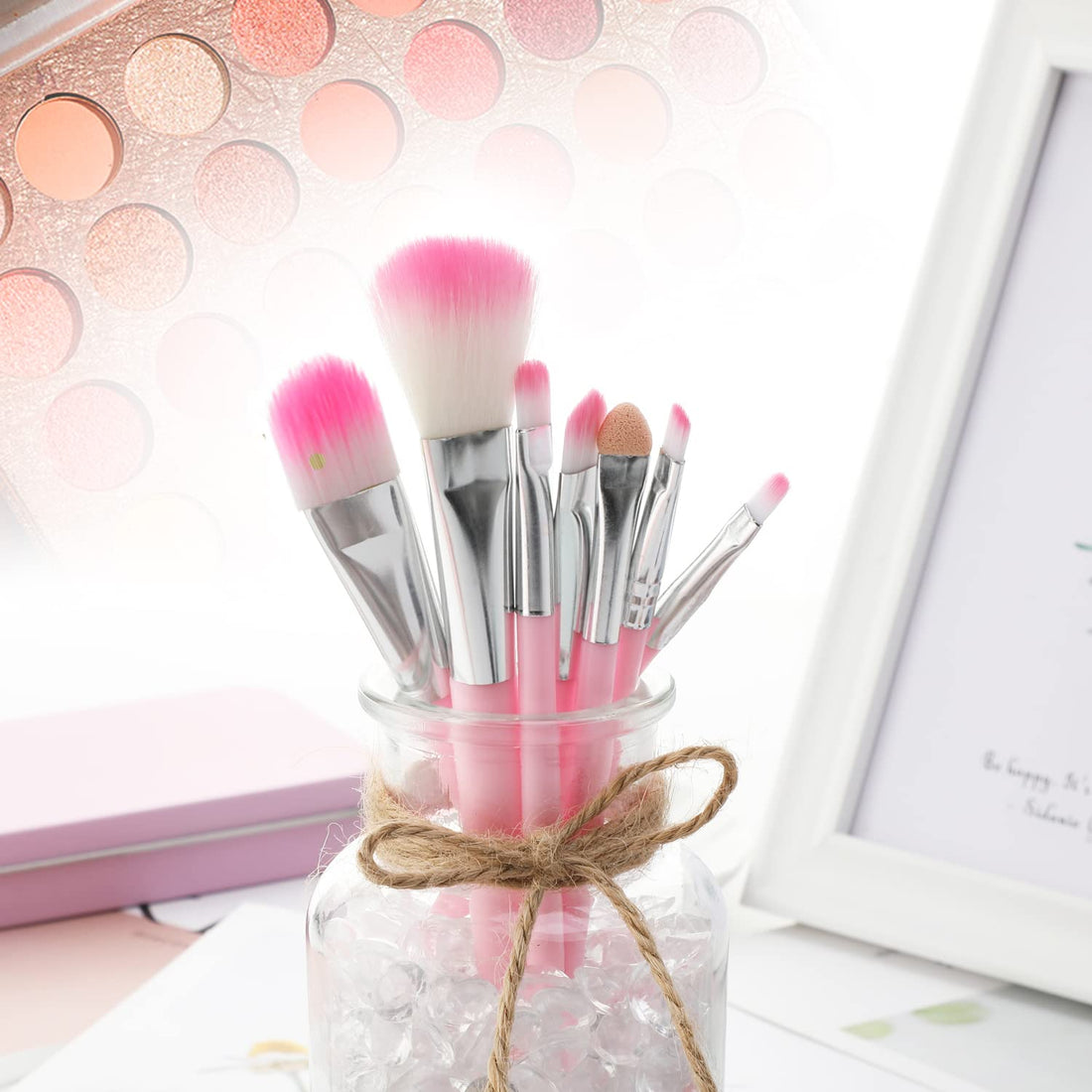 MWOOT 7Pcs Girl Makeup Brushes,Synthetic Fiber Make up Brush Set Foundation Blush eyeshadow Eyebrow Lip Brush Blending Cosmetic Beauty Brushes