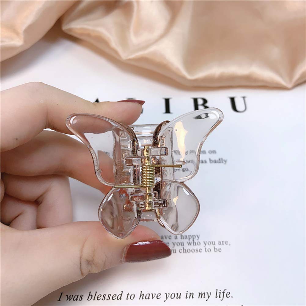 ccHuDE 6 Pcs Clear Mini Butterfly Hair Clips Hair Claw Clamps Jaw Clips Hair Accessories for Girls and Women