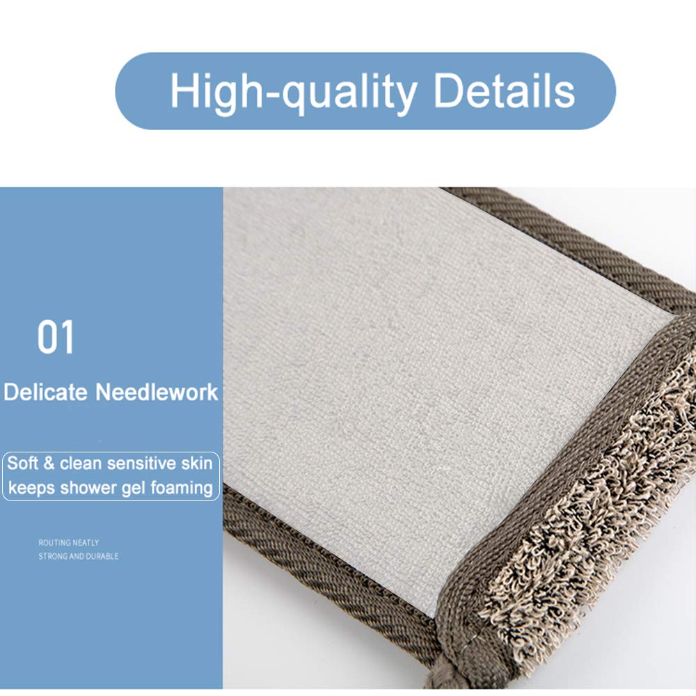 IYOOH Loofah Back Scrubber for Shower for Women/Men, Natural Flax Exfoliating Luffa Back Scrubber, Dual Sided Loofa Scratcher Body Wash Bath Strap Scrub Brush, Deep Clean and Invigorate Skin 4''x35''