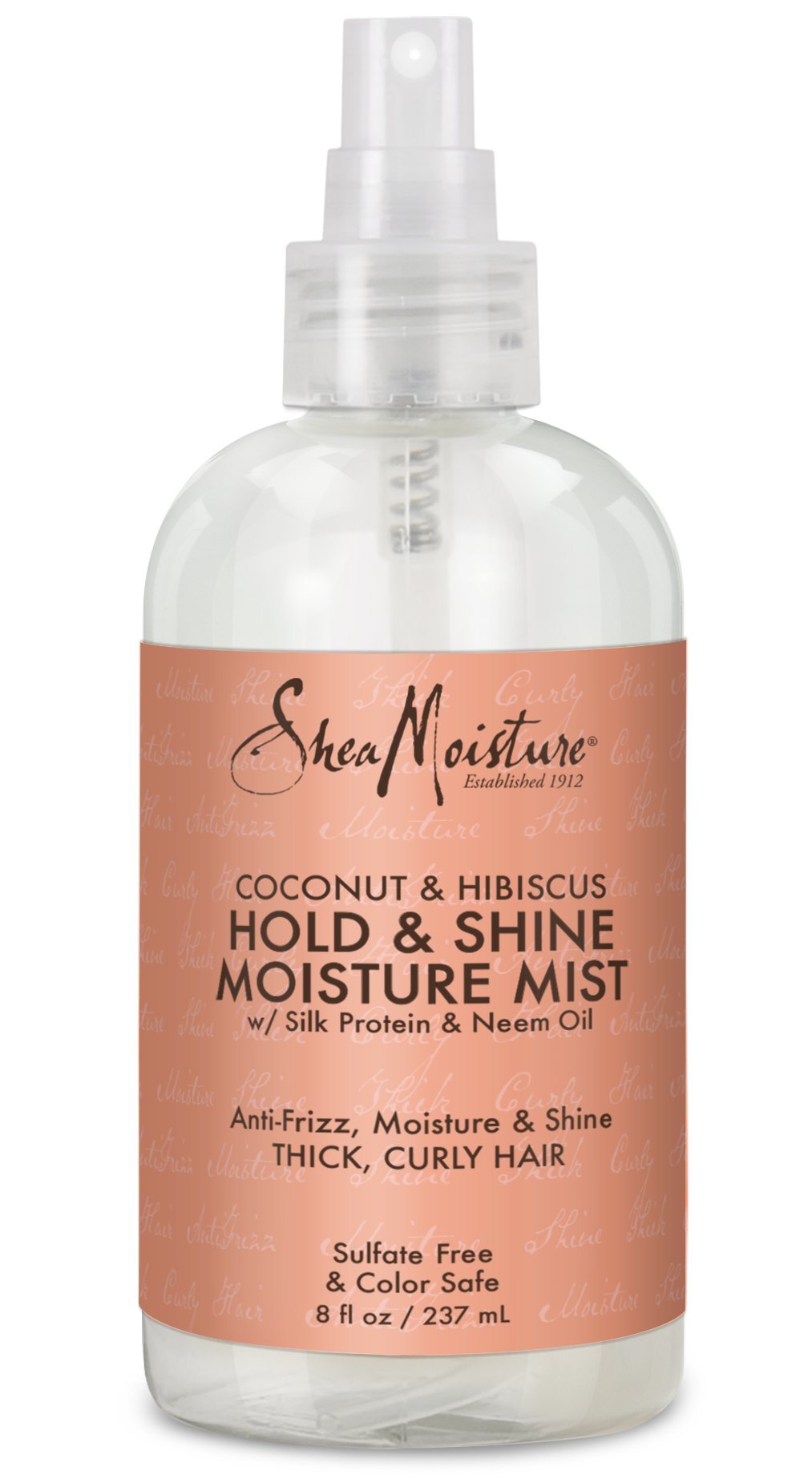 Sheamoisture Hold and Shine Moisture Mist for Thick, Curly Hair Coconut and Hibiscus for Frizz Control 8 oz