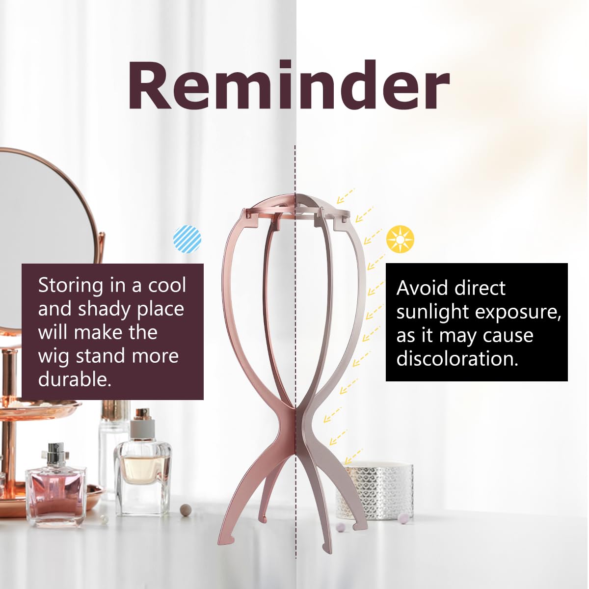 Dreamlover Wig Head Stand for Wigs, Rose Gold, 3 Packs