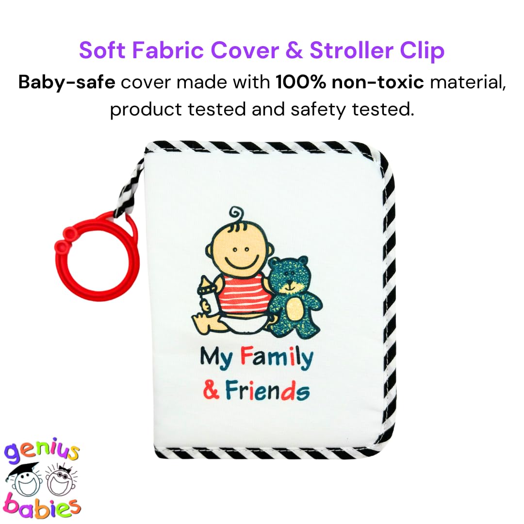 Baby's First Photo Album - My First Family Photo Album - Soft Fabric, Baby Safe, Easy to Clean, Holds 17 Photos, Personalize with Your Favorite Pictures, No Hard Edges