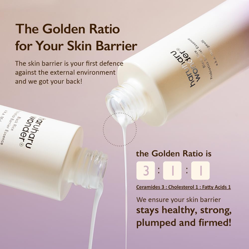 haruharu Wonder Black Rice Probiotics Barrier Essence 1.01 fl. oz., Travel Size Essence Toner to Strengthen Skin Barrier with Ceramides, Fermented Ingredients, Soothing, Moisturizing, Plumping