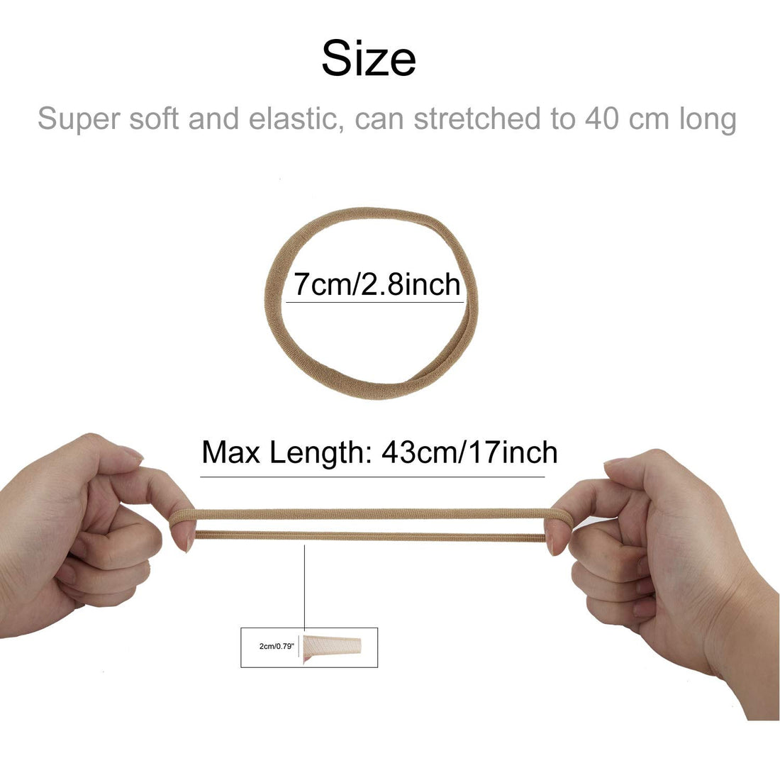 100 Pack Bulk Super Soft Stretchy Elastic Nude Skin Color Nylon Headbands Bow Khaki Brown Ivory Skinny Slim Turban Headwrap Hair Ties Ponytail Holder