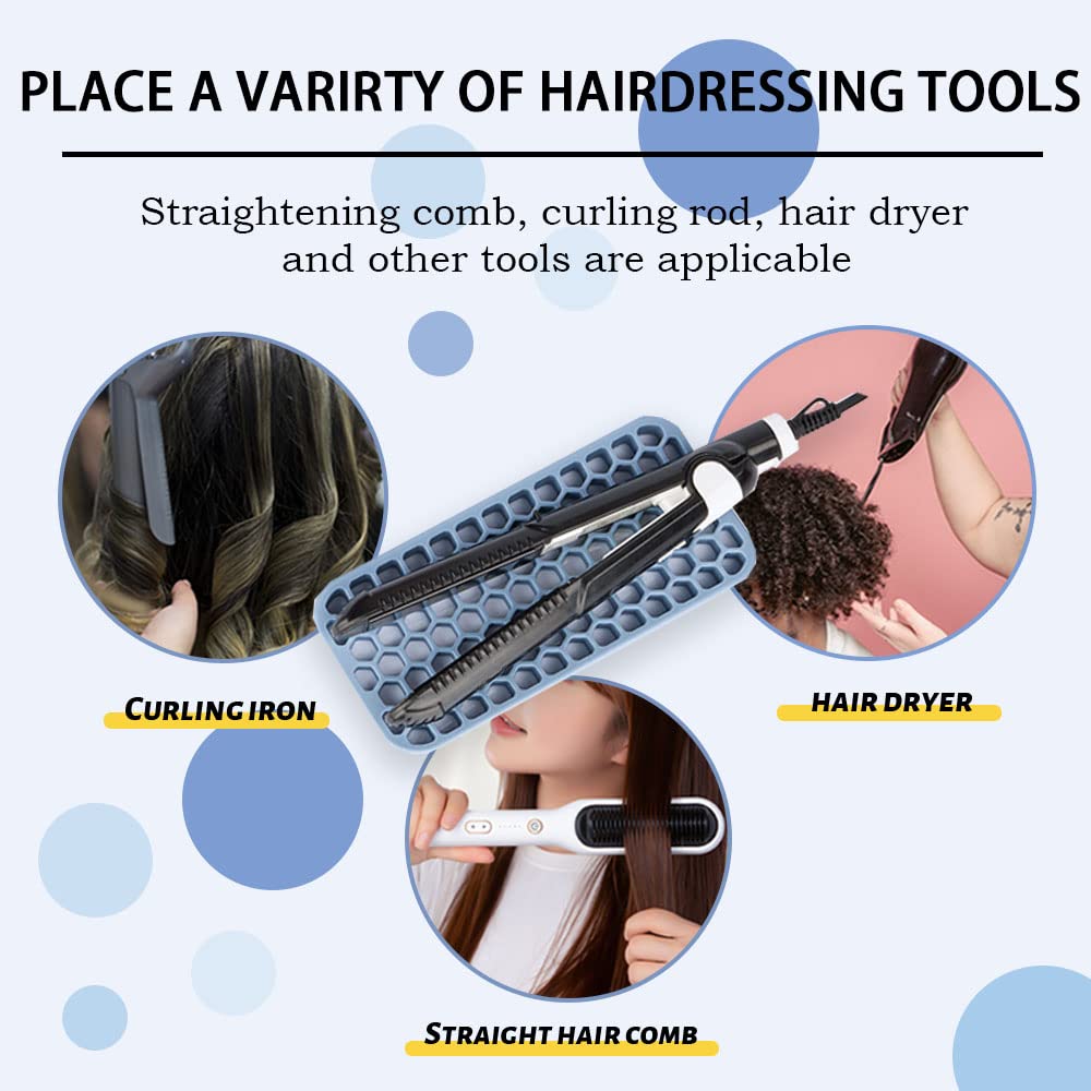 Small Silicone Pad for Curling Iron, Thicker Heat Resistant Silicone Mat for Hair Tools, Portable Hair Styling Tool Rest Holder for Straightener, Hair Dryer, Flat Iron (Pink)